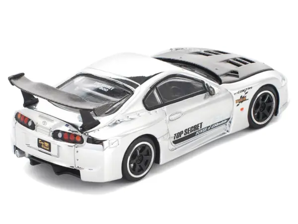 Toyota Supra "Top Secret" GT300 RHD (Right Hand Drive) Silver Chrome 1/64 Diecast Model Car by Pop Race #4