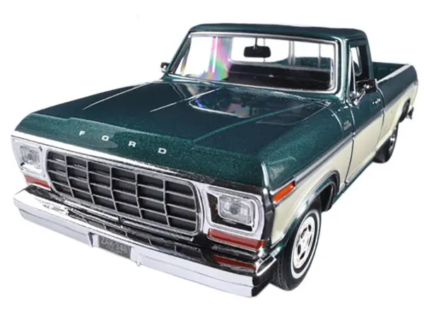 1979 Ford F-150 Pickup Truck Green Metallic and Cream 1/24 Diecast Model Car by Motormax #2