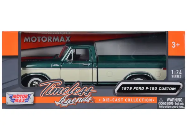 1979 Ford F-150 Pickup Truck Green Metallic and Cream 1/24 Diecast Model Car by Motormax #3