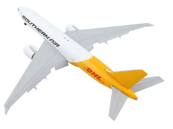 Boeing 777F Commercial Aircraft with Flaps Down "Southern Air - DHL" White and Yellow 1/400 Diecast Model Airplane by GeminiJets #3