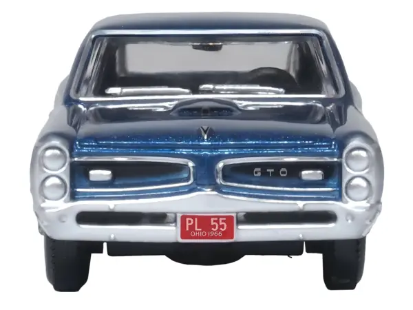 1966 Pontiac GTO Fontaine Blue Metallic 1/87 (HO) Scale Diecast Model Car by Oxford Diecast #3