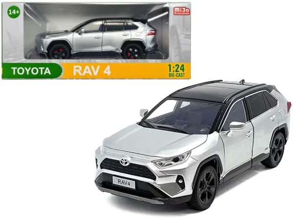 Toyota Rav4 Hybrid XSE Silver Metallic with Black Top and Sunroof 1/24 Diecast Model Car #1