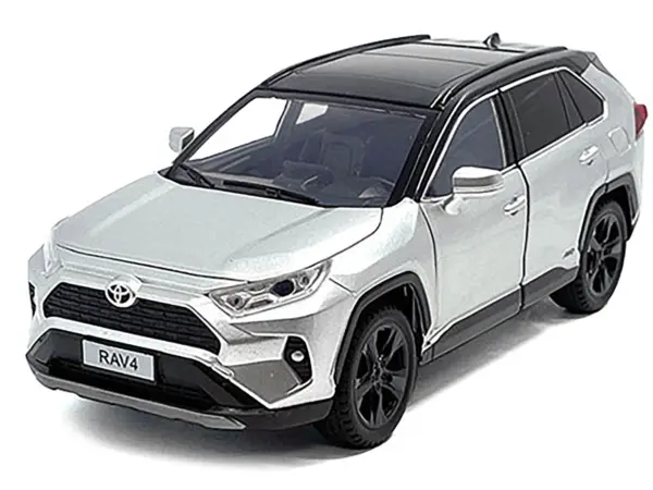 Toyota Rav4 Hybrid XSE Silver Metallic with Black Top and Sunroof 1/24 Diecast Model Car #2