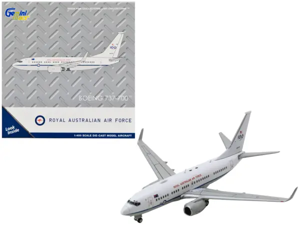 Boeing 737-700 Aircraft "Royal Australian Air Force 100th Anniversary" (A36-001) White with Blue Stripes "Gemini Macs" Series 1/400 Diecast Model Airplane by GeminiJets #1