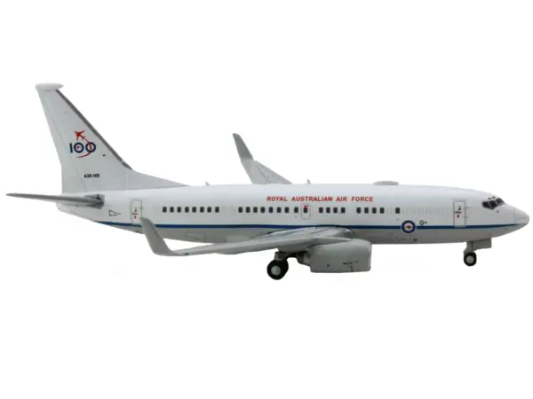 Boeing 737-700 Aircraft "Royal Australian Air Force 100th Anniversary" (A36-001) White with Blue Stripes "Gemini Macs" Series 1/400 Diecast Model Airplane by GeminiJets #2