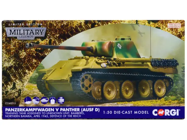 Panzerkampfwagen V Panther (Ausf D) Tank "Training Unit Bamberg North Bavaria Defence of the Reich" (1945) German Army "Military Legends" Series 1/50 Diecast Model by Corgi #3