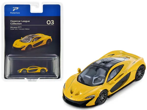 McLaren P1 Volcano Yellow Metallic with Black Top "Hypercar League Collection" 1/64 Diecast Model Car by PosterCars #1