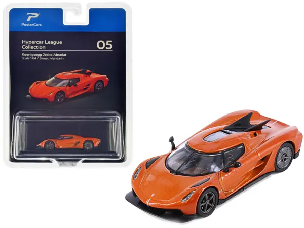 Koenigsegg Jesko Absolut Sweet Mandarin Orange Metallic "Hypercar League Collection" 1/64 Diecast Model Car by PosterCars #1