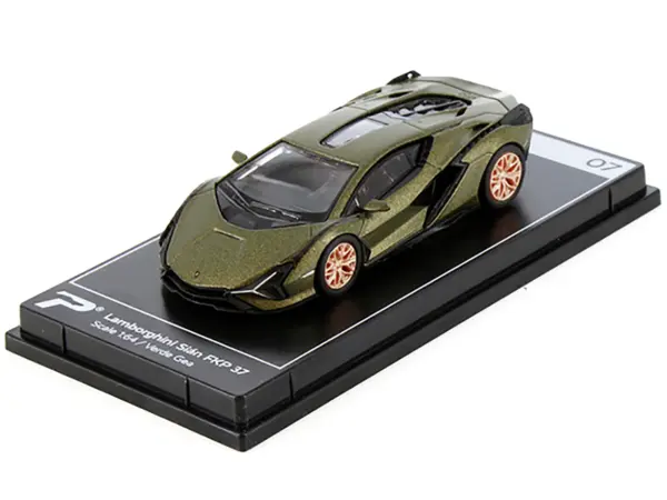 Lamborghini Sian FKP 37 Verde Gea Green Metallic "Hypercar League Collection" 1/64 Diecast Model Car by PosterCars #2