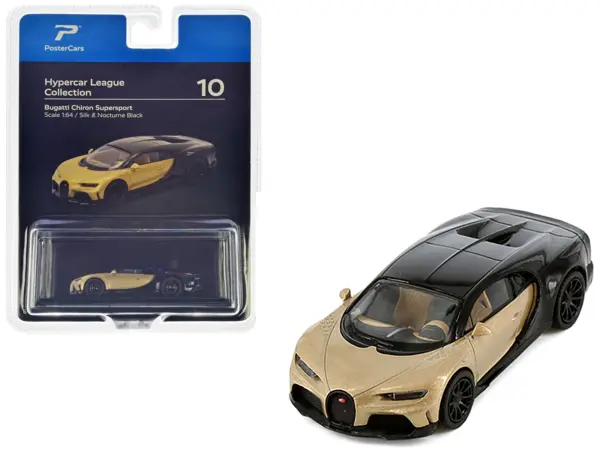 Bugatti Chiron Supersport Silk Gold Metallic and Nocturne Black "Hypercar League Collection" 1/64 Diecast Model Car by PosterCars #1