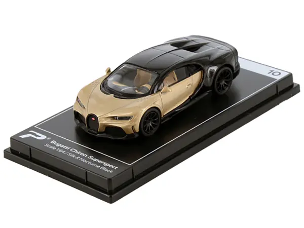 Bugatti Chiron Supersport Silk Gold Metallic and Nocturne Black "Hypercar League Collection" 1/64 Diecast Model Car by PosterCars #2