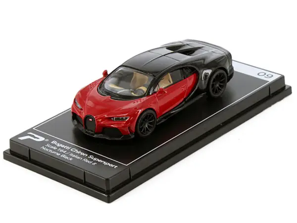 Bugatti Chiron Supersport Italian Red and Nocturne Black "Hypercar League Collection" 1/64 Diecast Model Car by PosterCars #2