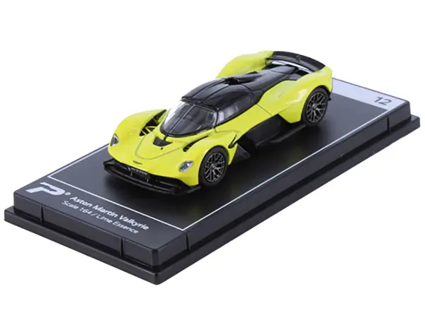 Aston Martin Valkyrie Lime Essence Yellow Metallic with Black Top "Hypercar League Collection" 1/64 Diecast Model Car by PosterCars #2