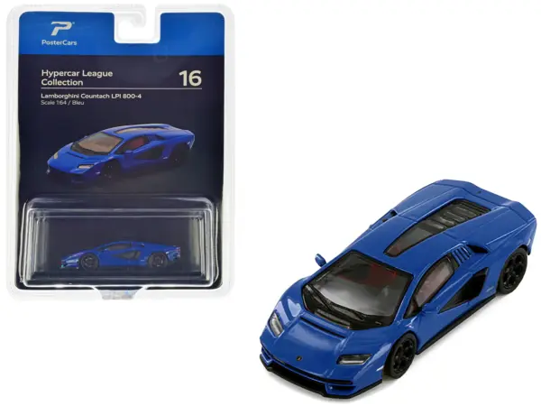 Lamborghini Countach LPI 800-4 Blue "Hypercar League Collection" 1/64 Diecast Model Car by PosterCars #1