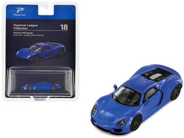 Porsche 918 Spyder Sapphire Blue Metallic "Hypercar League Collection" 1/64 Diecast Model Car by PosterCars #1