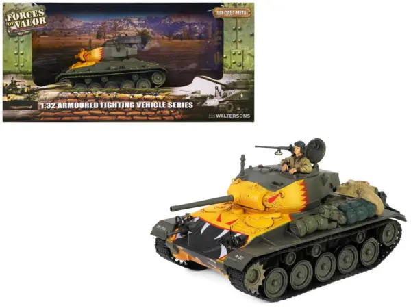 M24 Chaffee Light Tank "Tiger Face 79th Tank Btn Han River South Korea" (1950) United States Army "Armoured Fighting Vehicle" Series 1/32 Diecast Model by Forces of Valor #1