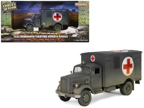 Opel-Blitz Kfz.305 Ambulance Gray (Weathered) "German Army" "Armoured Fighting Vehicle" Series 1/32 Diecast Model by Forces of Valor #1