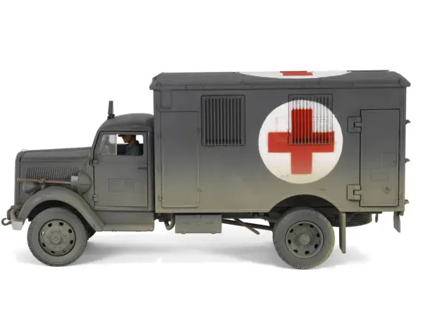 Opel-Blitz Kfz.305 Ambulance Gray (Weathered) "German Army" "Armoured Fighting Vehicle" Series 1/32 Diecast Model by Forces of Valor #4