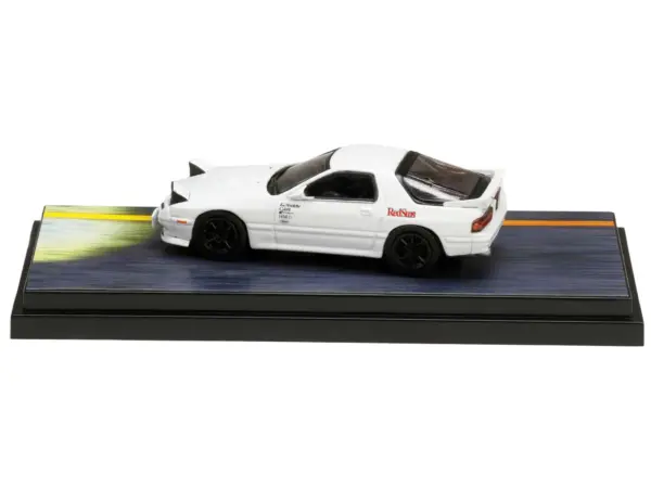 Mazda RX-7 (FC3S) RHD (Right Hand Drive) White "RedSuns" with Ryosuke Takahashi Driver Figure "Initial D" (1995-2013) Manga 1/64 Diecast Model Car by Hobby Japan #2