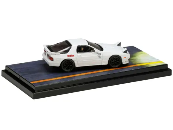 Mazda RX-7 (FC3S) RHD (Right Hand Drive) White "RedSuns" with Ryosuke Takahashi Driver Figure "Initial D" (1995-2013) Manga 1/64 Diecast Model Car by Hobby Japan #3