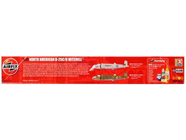 Level 3 Model Kit North American B-25C/D Mitchell Bomber Aircraft with 2 Scheme Options 1/72 Plastic Model Kit by Airfix #3