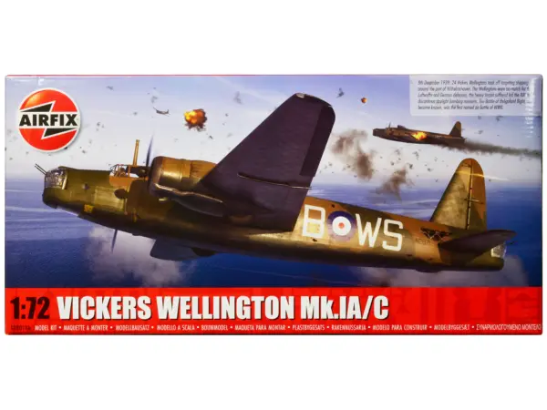 Level 3 Model Kit Vickers Wellington Mk.IA/C Bomber Aircraft with 2 Scheme Options 1/72 Plastic Model Kit by Airfix #1