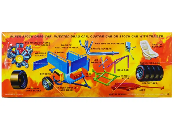 Skill 2 Model Kit 1968 Dodge Coronet Hardtop with Trailer 1/25 Scale Model by MPC #3