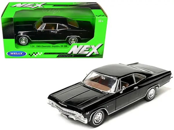 1965 Chevrolet Impala SS 396 Black with Brown Interior "NEX Models" 1/24 Diecast Model Car by Welly #1