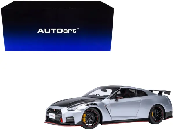 2022 Nissan GT-R (R35) Nismo Special Edition RHD (Right Hand Drive) Ultimate Metal Silver with Carbon Hood and Top 1/18 Model Car by Autoart #1