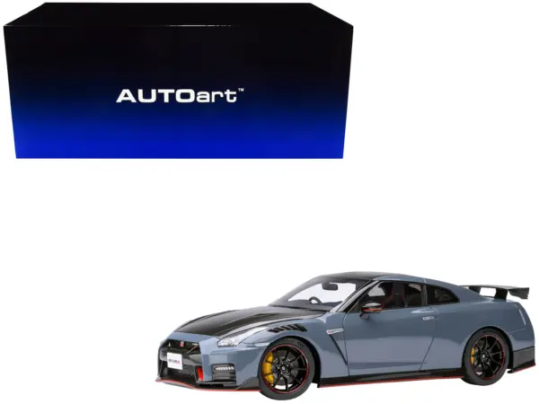 2022 Nissan GT-R (R35) Nismo Special Edition RHD (Right Hand Drive) Nismo Stealth Gray with Carbon Hood and Top 1/18 Model Car by Autoart #1