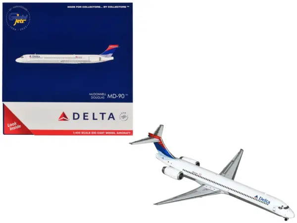 McDonnell Douglas MD-90 Commercial Aircraft "Delta Air Lines" (N910DN) White with Blue and Red Tail 1/400 Diecast Model Airplane by GeminiJets #1