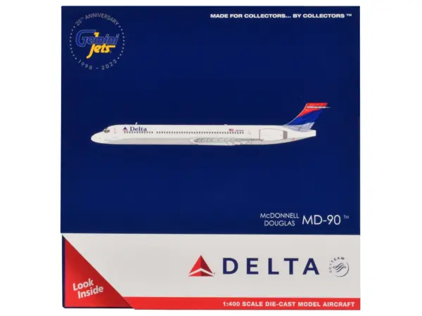 McDonnell Douglas MD-90 Commercial Aircraft "Delta Air Lines" (N910DN) White with Blue and Red Tail 1/400 Diecast Model Airplane by GeminiJets #3