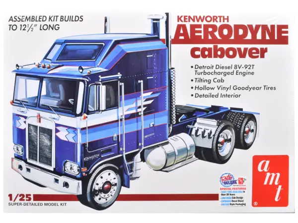 Skill 3 Model Kit Kenworth Aerodyne Cabover Truck Tractor 1/25 Scale Model by AMT #1