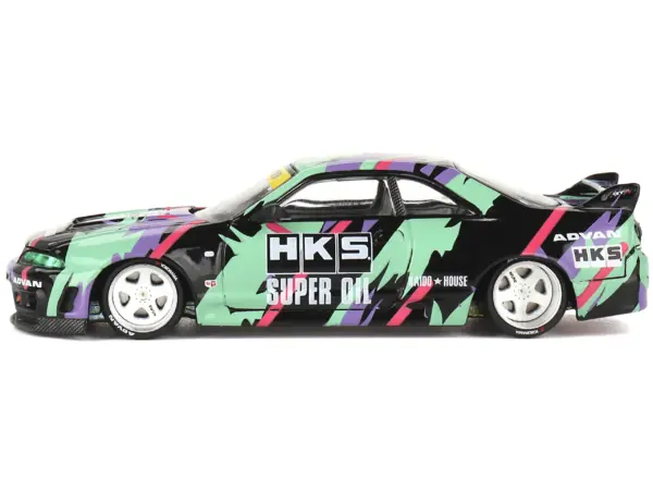 Nissan Skyline GT-R (R33) "HKS V1" RHD (Right Hand Drive) Black with Graphics (Designed by Jun Imai) "Kaido House" Special 1/64 Diecast Model Car by Mini GT #3