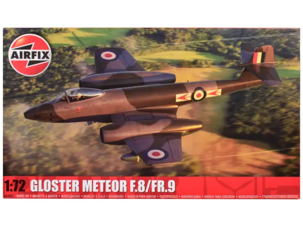 Level 2 Model Kit Gloster Meteor F.8/FR.9 Fighter Aircraft with 2 Scheme Options 1/72 Plastic Model Kit by Airfix #1