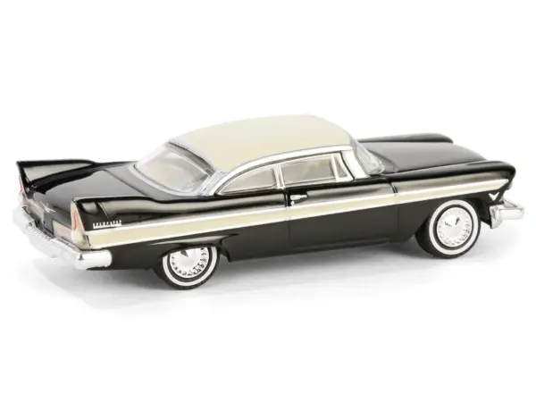 1957 Plymouth Belvedere Jet Black with Sand Dune White Top and Stripes "Showroom Floor" Series 6 1/64 Diecast Model Car by Greenlight #2