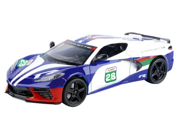 2020 Chevrolet Corvette #28 White with Blue Graphics "GT Racing" Series 1/24 Diecast Model Car by Motormax #2