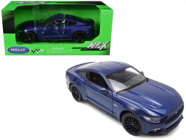2015 Ford Mustang GT 5.0 Blue Metallic "NEX Models" Series 1/24 Diecast Model Car by Welly #1