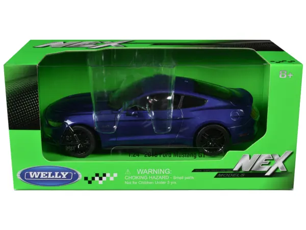 2015 Ford Mustang GT 5.0 Blue Metallic "NEX Models" Series 1/24 Diecast Model Car by Welly #3