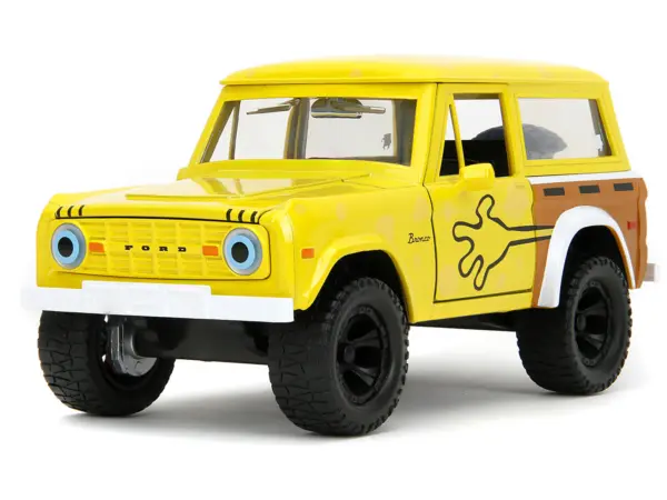 1973 Ford Bronco Yellow with Graphics and SpongeBob SquarePants Diecast Figure "SpongeBob SquarePants" (1999–Current) TV Series "Hollywood Rides" Series 1/24 Diecast Model Car by Jada #2