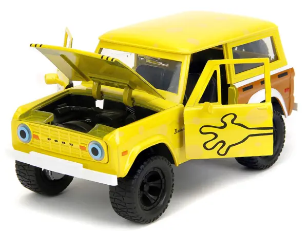 1973 Ford Bronco Yellow with Graphics and SpongeBob SquarePants Diecast Figure "SpongeBob SquarePants" (1999–Current) TV Series "Hollywood Rides" Series 1/24 Diecast Model Car by Jada #3