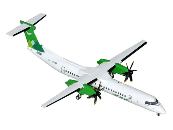 Bombardier Q400 Commercial Aircraft "Wideroe" (LN-WDM) White with Green Tail "Gemini 200" Series 1/200 Diecast Model Airplane by GeminiJets #2