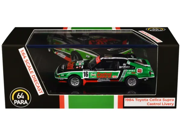 1984 Toyota Celica Supra #16 "Castrol Livery" Black and Green with Graphics 1/64 Diecast Model Car by Paragon Models #3