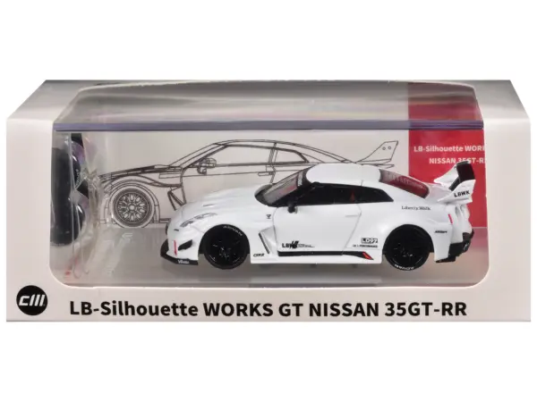 Nissan 35GT-RR "LB-Silhouette Works GT" RHD (Right Hand Drive) White with Extra Wheels 1/64 Diecast Model Car by CM Model #1