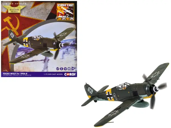 Focke-Wulf Fw 190A-8 Fighter Aircraft "Black 1 Oberleutnant Otto Kittel 2./JG54" (1945) German Luftwaffe "The Aviation Archive" Series 1/72 Diecast Model by Corgi #1
