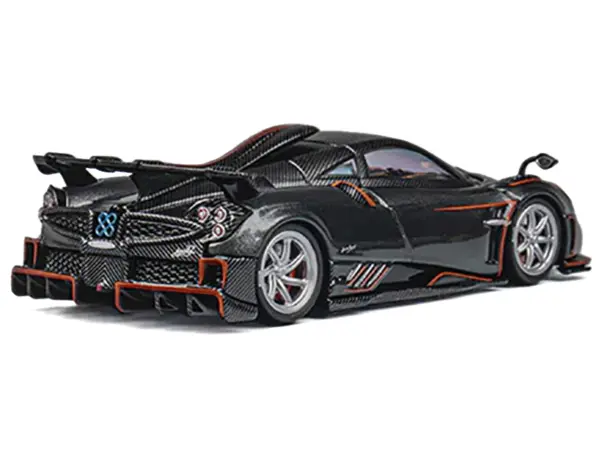 Pagani Imola Dark Gray Metallic with Carbon and Orange Accents with Extra Wheels 1/64 Diecast Model Car by CM Model #3