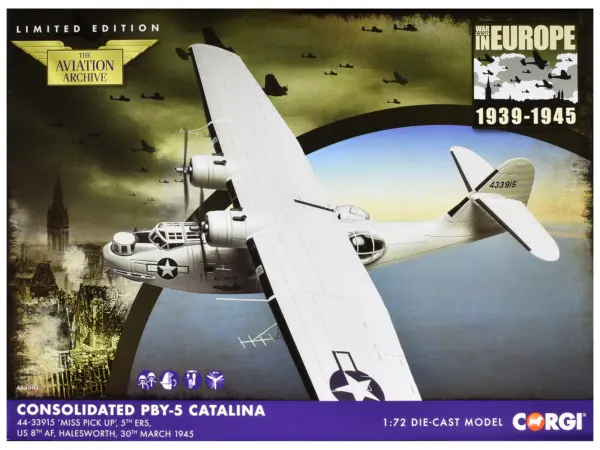 Consolidated PBY-5 Catalina Patrol Aircraft "Miss Pick Up 5th ERS 8th AF Halesworth" (1945) United States Army Air Forces "The Aviation Archive" Series 1/72 Diecast Model by Corgi #3