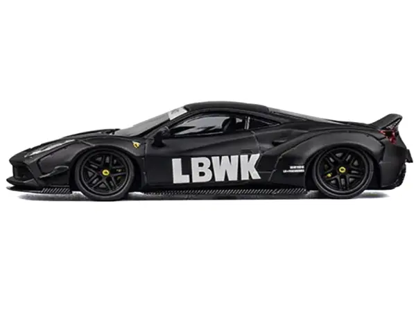 LB Works 488 "LBWK" Matt Black 1/64 Diecast Model Car by CM Model #2