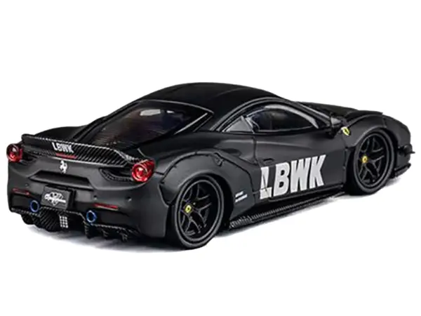 LB Works 488 "LBWK" Matt Black 1/64 Diecast Model Car by CM Model #3