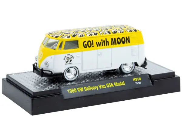 1960 Volkswagen Delivery Van USA Model "MoonEyes" White and Yellow with Top Graphics and White Interior Limited Edition to 5236 pieces Worldwide 1/64 Diecast Model Car by M2 Machines #2